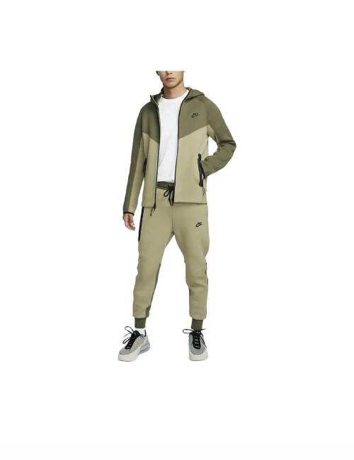 Nike Sportswear Tech Fleece Windrunner Color Block Hooded Cardigan Zip-Up Casual Jacket Sweatshirt Men's Olive Green — изображение 4