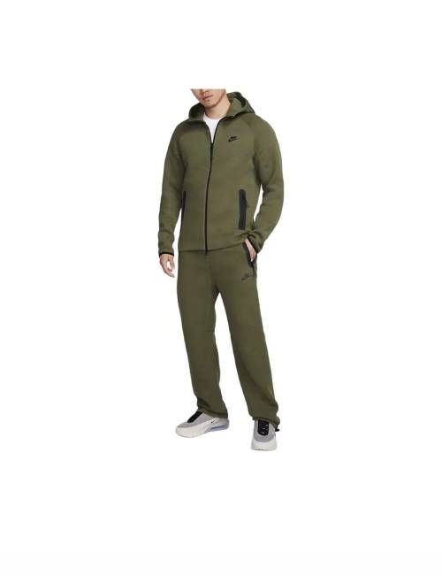 Nike Sportswear Tech Fleece Solid Color Lace-up Casual Jogger Knit Sweatpants Men's Olive Green — изображение 4
