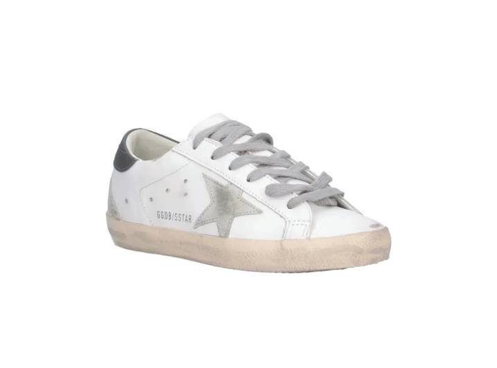 Golden Goose Super-Star Leather Round Toe Lace-up Star Pattern Low-top Sneakers for Women, Grey — изображение 4