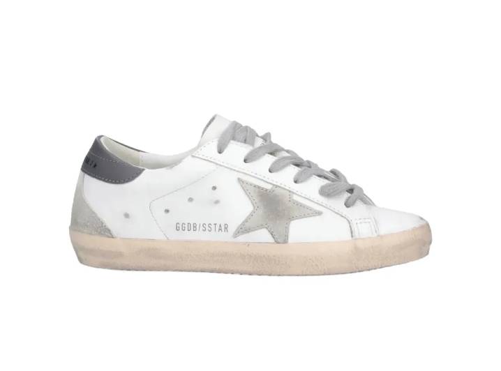 Golden Goose Super-Star Leather Round Toe Lace-up Star Pattern Low-top Sneakers for Women, Grey — изображение 5