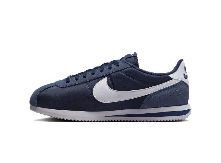 Nike Cortez Textile Comfortable Retro Non-slip Low-top Casual Shoes for Men, Blue and White