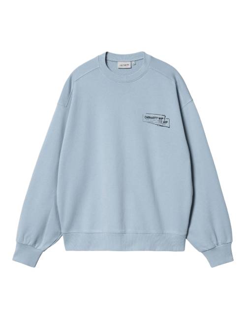 Carhartt WIP Stamp Sweatshirt with Animal Logo on the Back, Crew Neck, Long Sleeve, Unisex, Matte Blue — изображение 4