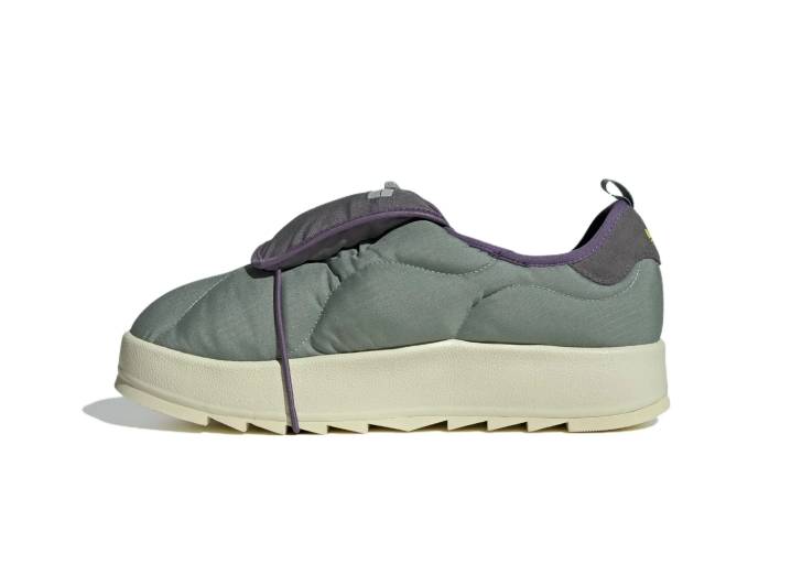Аdidas Originals Puffylette Fabric Stretch Open-Top Sneakers: Low Top Casual Sneakers, Unisex, Green/Grey.