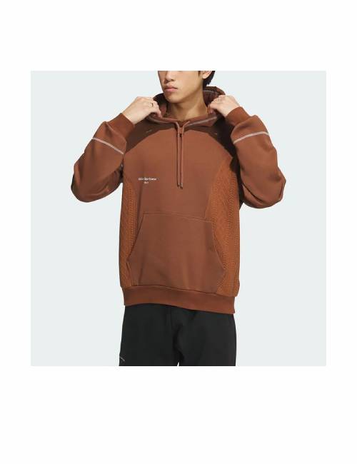 Аdidas LOUNGE HOODED SWEATSHIRT Solid Color Loose Fit Casual Hooded Sweatshirt for Men, Brown — изображение 4