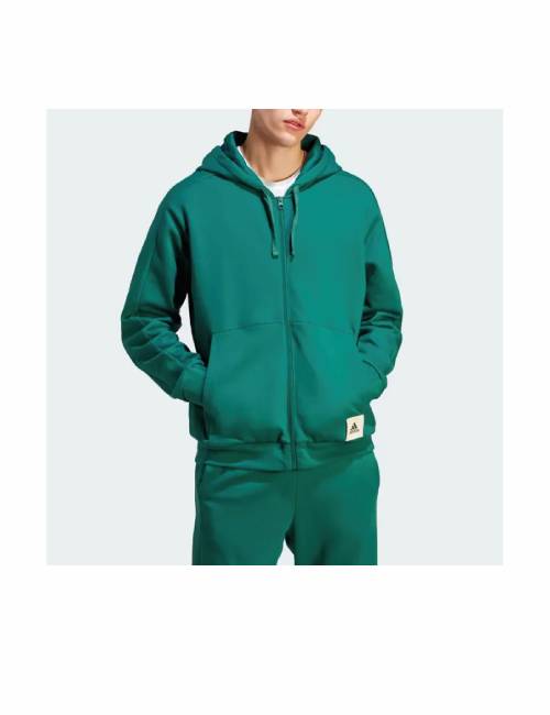 Аdidas Lounge French Terry Full-Zip Sweatshirt, Solid Color Men's College Green — изображение 3