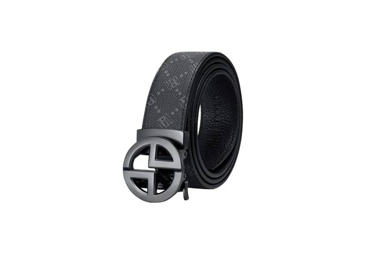 Retro POLO belt with monogram and classic automatic buckle, gunmetal color, width 3.4 cm. — изображение 2