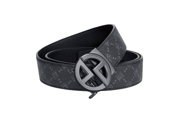 Retro POLO belt with monogram and classic automatic buckle, gunmetal color, width 3.4 cm. — изображение 3