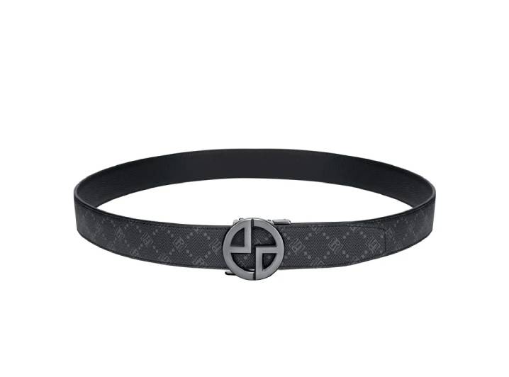 Retro POLO belt with monogram and classic automatic buckle, gunmetal color, width 3.4 cm. — изображение 6