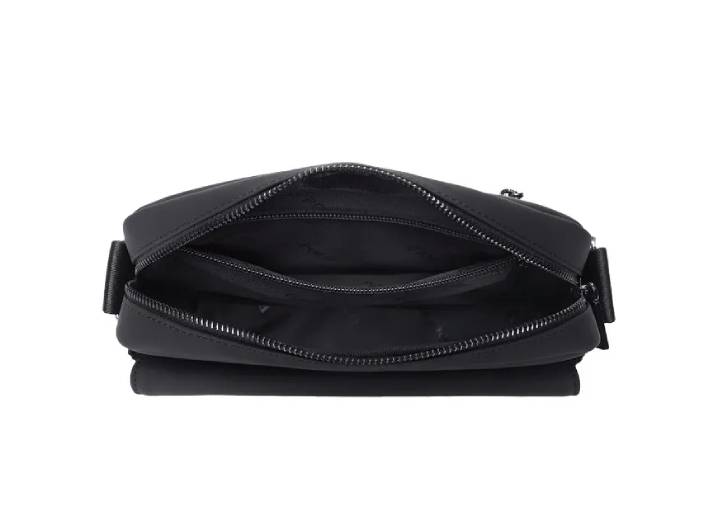 POLO diamond pattern bag water repellent high quality synthetic leather shoulder bag unisex couples black. — изображение 3