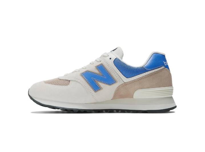 New Balance NB 574 Retro Shock-Absorbing Durable Low-Top Running Shoes, Unisex, Beige Blue