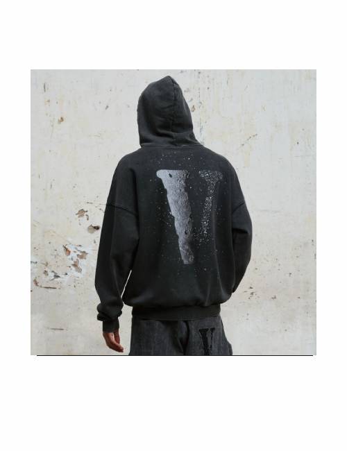 VLONE STAPLE HOODIE Moon Logo Print Rhinestone Washed Loose Fit Hooded Sweatshirt, Unisex — изображение 3