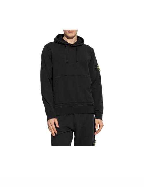 STONE ISLAND FW24 Logo Long Sleeve Drawstring Hooded Fit Straight-Leg Sweatshirt for Men, Black — изображение 3