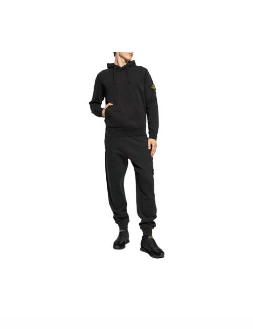 STONE ISLAND FW24 Logo Long Sleeve Drawstring Hooded Fit Straight-Leg Sweatshirt for Men, Black — изображение 4