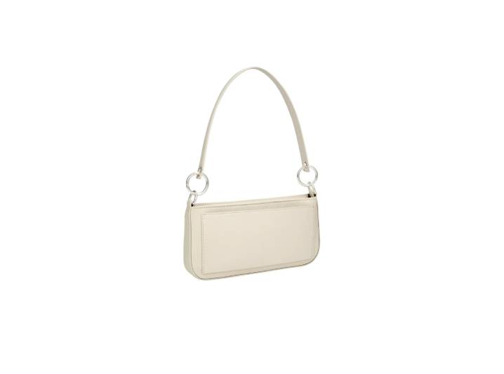 CALVIN KLEIN Fashionable Classic Simple Metal Letter Zipper Mixed Material Shoulder Bag Medium Women's Milk White — изображение 5