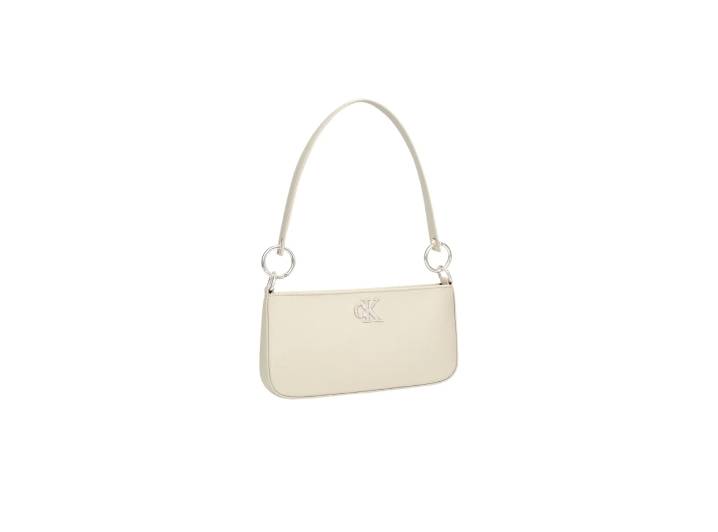 CALVIN KLEIN Fashionable Classic Simple Metal Letter Zipper Mixed Material Shoulder Bag Medium Women's Milk White — изображение 7