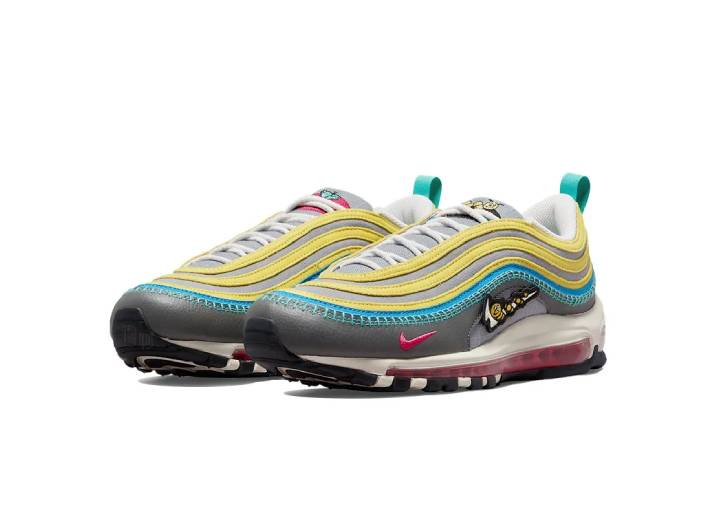 Nike Air Max 97 SE "Air Sprung" Retro Running Shoes for Men in Gray/Yellow — изображение 4