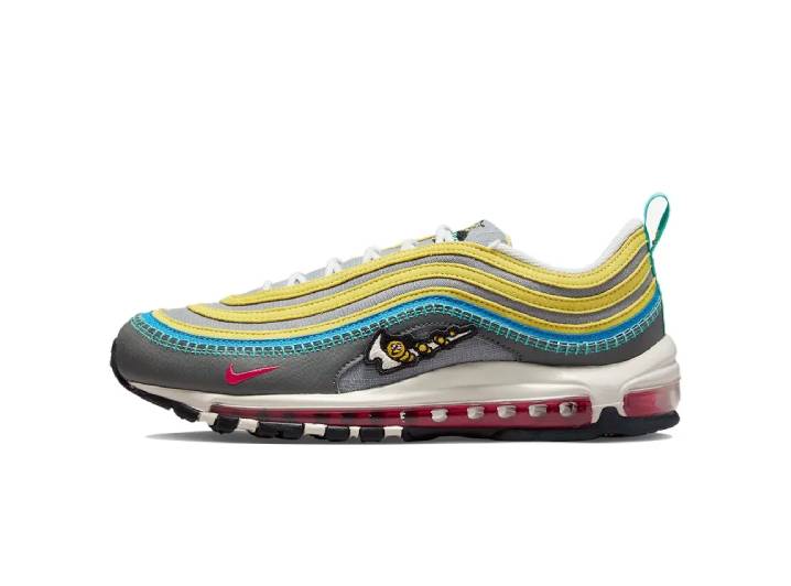 Nike Air Max 97 SE "Air Sprung" Retro Running Shoes for Men in Gray/Yellow