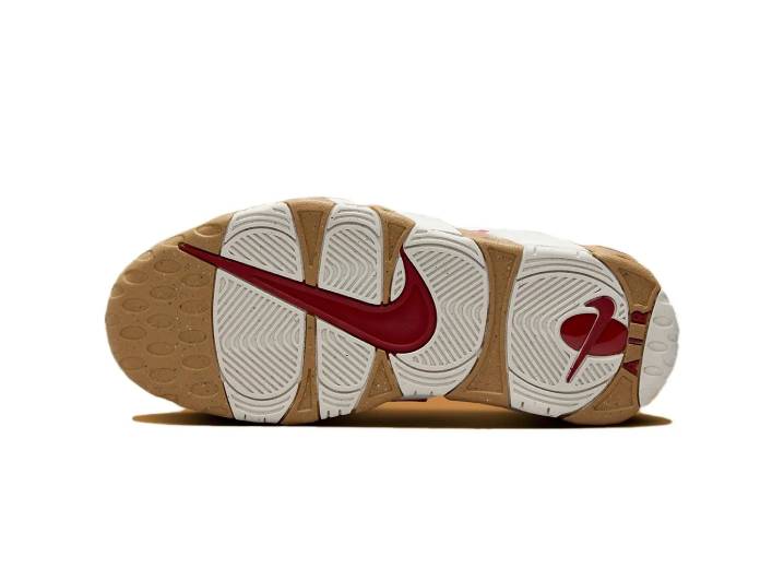Nike Air More Uptempo Durable and Breathable Mid-Top Retro Basketball Shoes Women's White/Red — изображение 2