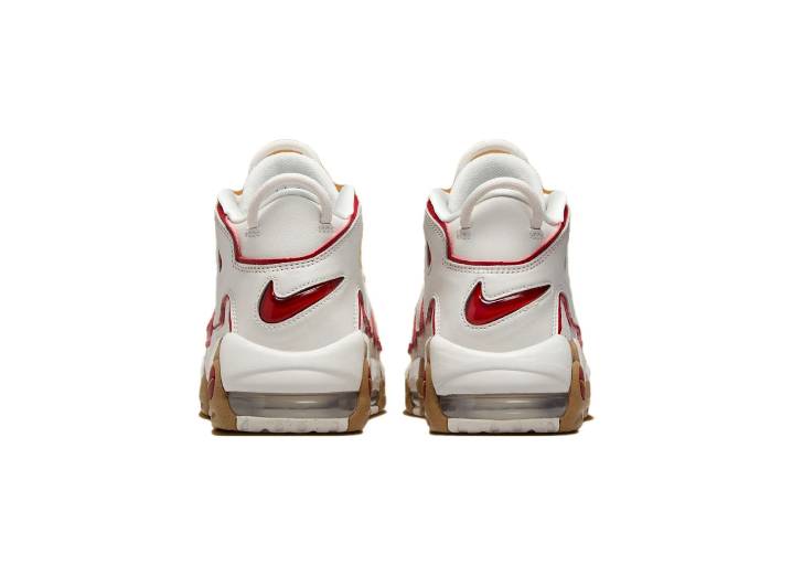 Nike Air More Uptempo Durable and Breathable Mid-Top Retro Basketball Shoes Women's White/Red — изображение 3