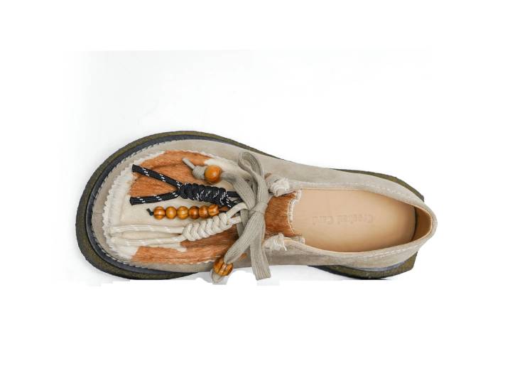 CROOKED CARD Stylish and comfortable kangaroo shoes. Low-top everyday shoes. Unisex. Apricot color. — изображение 5