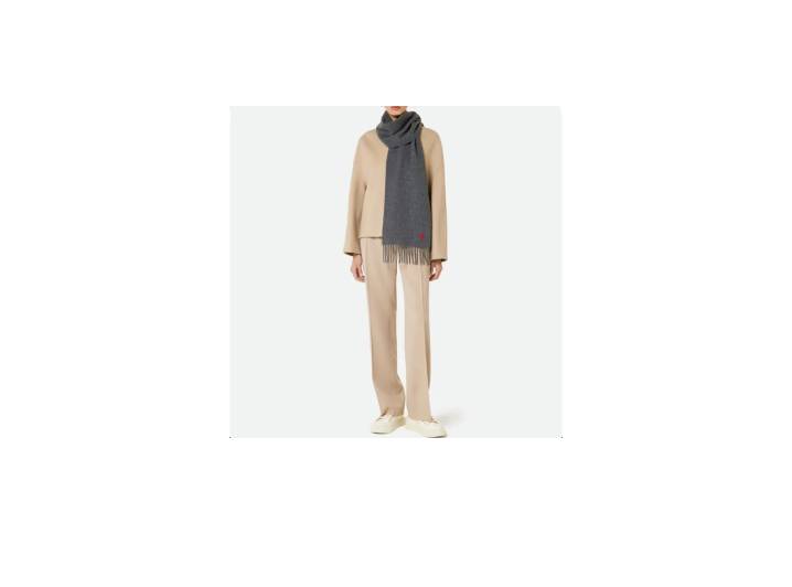 AMIPARIS wool tassel scarf, unisex, couple style, dark gray. — изображение 2