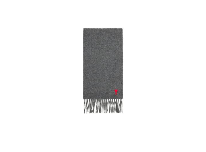 AMIPARIS wool tassel scarf, unisex, couple style, dark gray. — изображение 4