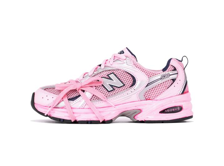 New Balance NB 530 Distressed Running Shoes, Unisex, Pink, White, and Silver