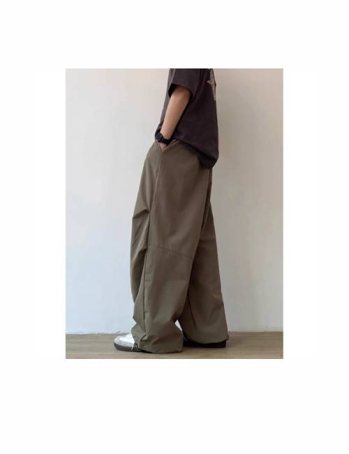 MORii Japanese retro loose-fitting, pleated, wide-leg trousers, unisex — изображение 4