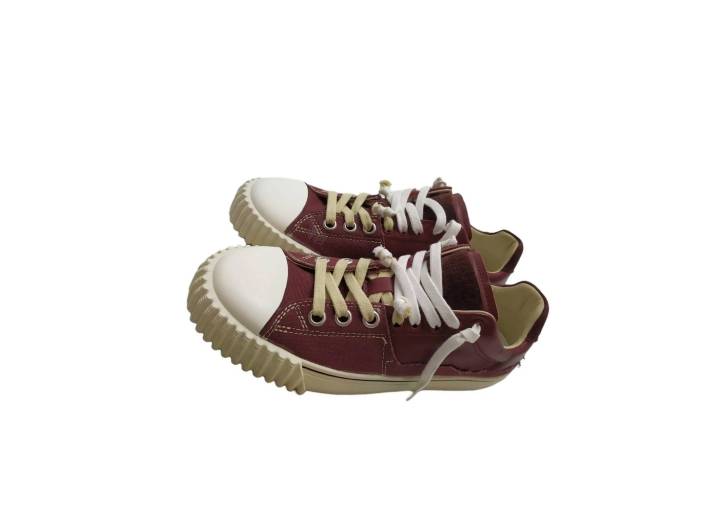 Maison Margiela Leather Round Toe Lace-up Low-top Sneakers for Men, Burgundy — изображение 2