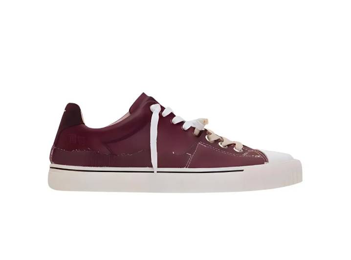 Maison Margiela Leather Round Toe Lace-up Low-top Sneakers for Men, Burgundy — изображение 3