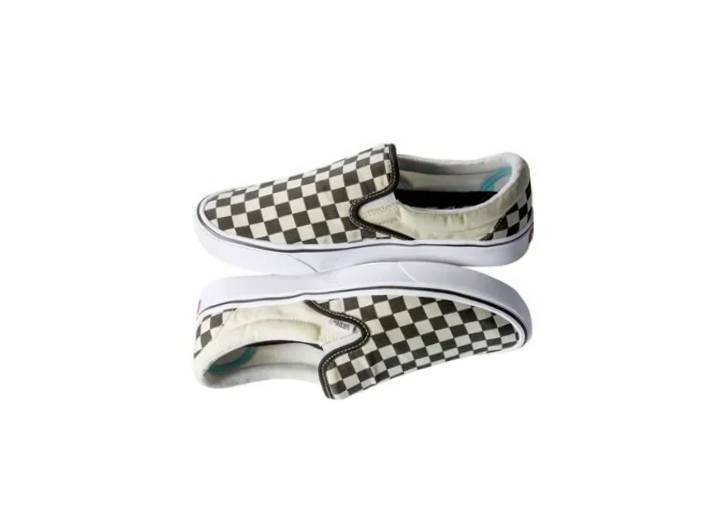 Vans slip-on super stretchy low-top sneakers, unisex, black and white checkered pattern — изображение 4