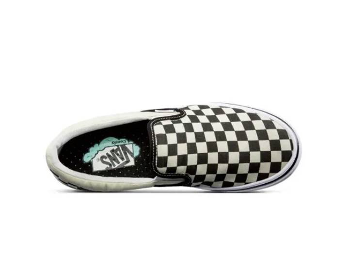 Vans slip-on super stretchy low-top sneakers, unisex, black and white checkered pattern — изображение 5