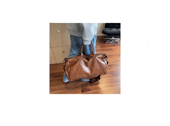 BRABOSTON Retro Style High Quality Solid Color Fashionable Faux Leather Travel Bag Unisex Brown — изображение 2