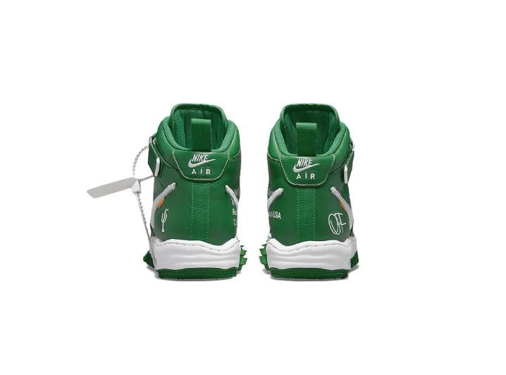 Nike × OFF-WHITE Air Force 1 "Pine Green" Leather Collaboration Mid-Top Trendy Casual Sneakers, Unisex, Pine Green — изображение 3