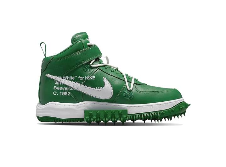 Nike × OFF-WHITE Air Force 1 "Pine Green" Leather Collaboration Mid-Top Trendy Casual Sneakers, Unisex, Pine Green — изображение 5