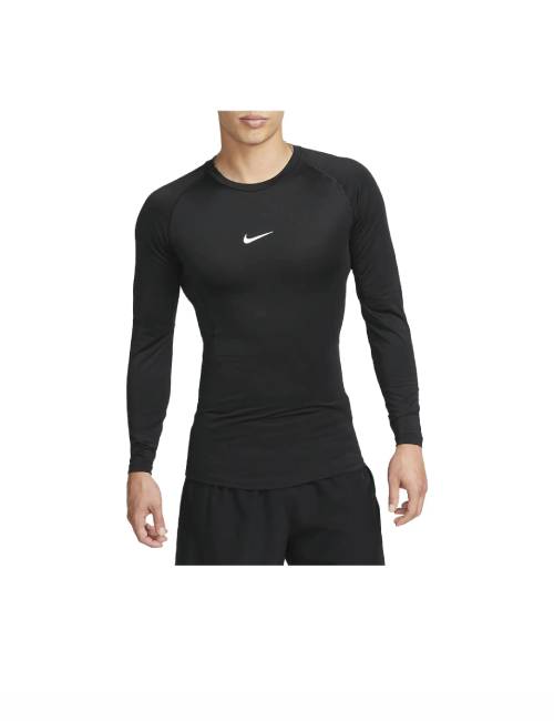 Nike Men's Dri-Fit Crew Neck T-Shirt with a Slim Fit and Long Sleeves in Black. — изображение 3