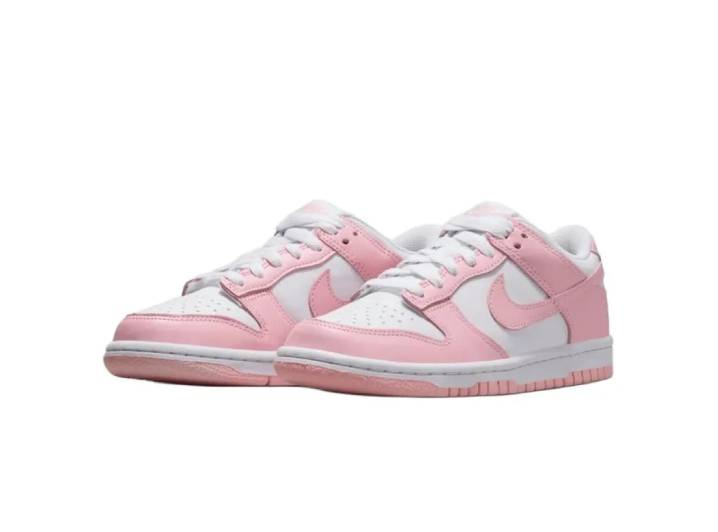 Nike Dunk Leather Low Junior Low-top Sneakers for Teens, Pink and White, Unisex — изображение 4