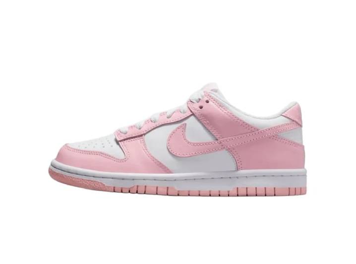 Nike Dunk Leather Low Junior Low-top Sneakers for Teens, Pink and White, Unisex