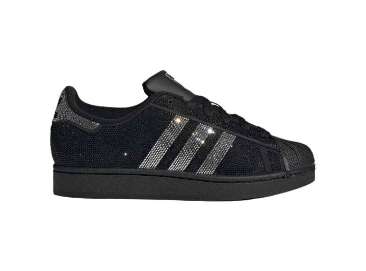Аdidas Originals Superstar 2 Valentine's Day Limited Edition Classic Comfort Diamond-Studded Sneakers for Women, Black and Silver — изображение 6