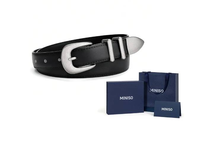 MINISO Premium Belt - Retro Style, Slim Leather Belt, Unisex, 2.4 cm — изображение 3