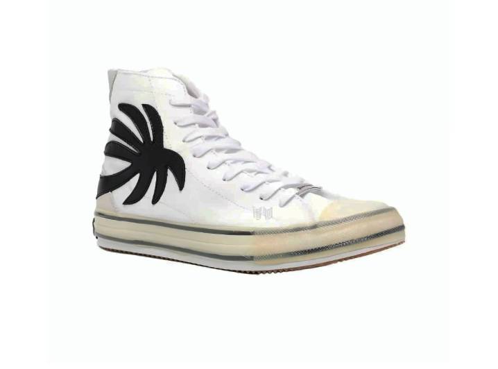 PALM ANGELS Men's White Casual High-Top Canvas Shoes — изображение 3