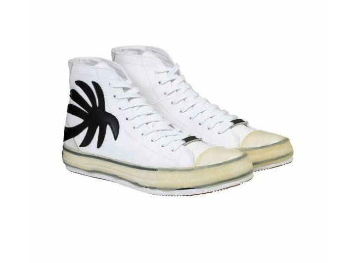 PALM ANGELS Men's White Casual High-Top Canvas Shoes — изображение 4