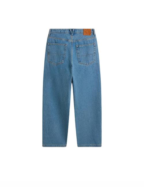 Vans Check-5 Baggy Denim Trousers Washed Casual Loose Straight Leg Jeans, Unisex, Blue — изображение 4