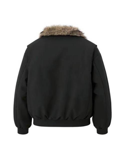 XOXOGOODBOYT men's insulated bomber jacket in an American vintage workwear style. Black, enhanced thermal insulation. — изображение 4