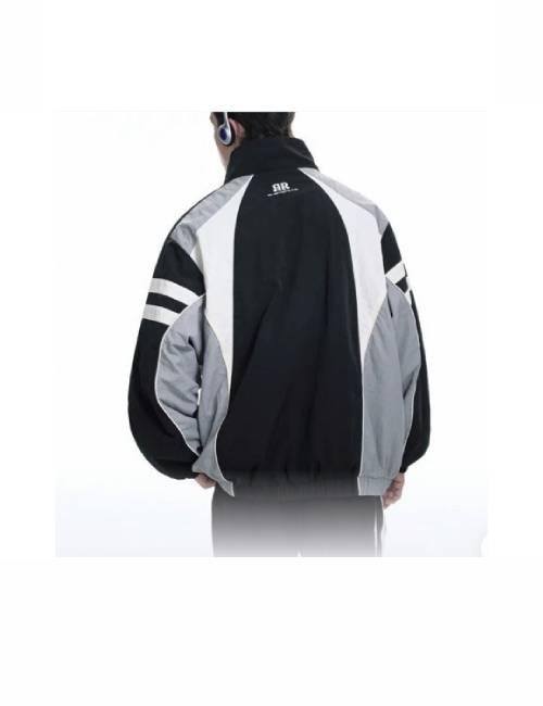 BJHG Unisex Campus-Style Color-Block Outdoor Sports Jacket with a Stand-Up Collar and Loose Fit. — изображение 4