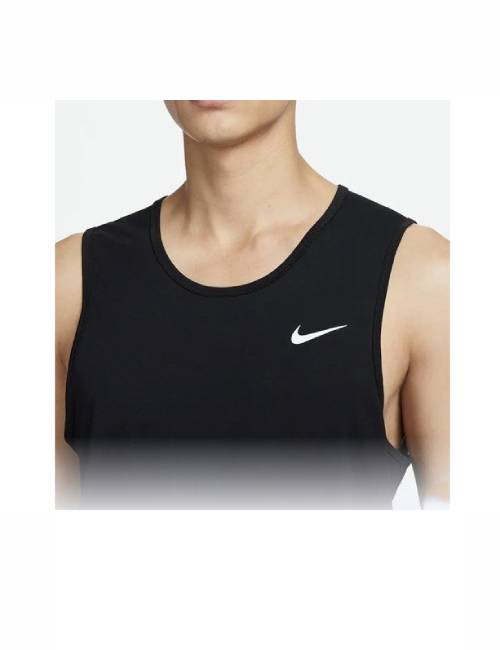 Nike Dri-Fit Hyverse Solid Color Crew Neck Sleeveless Gym Vest with Brand Logo, Men's Black — изображение 3