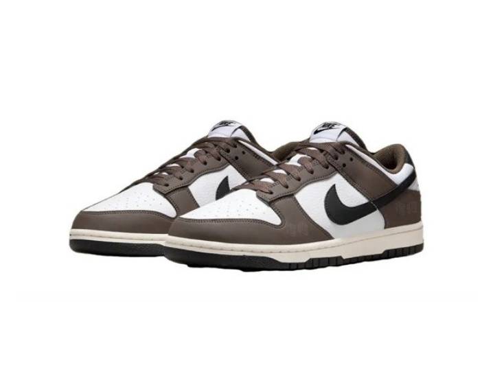 Nike Dunk Synthetic Leather "Next Nature" Low-Top Sneakers, Unisex, Brown, Black, and White — изображение 3