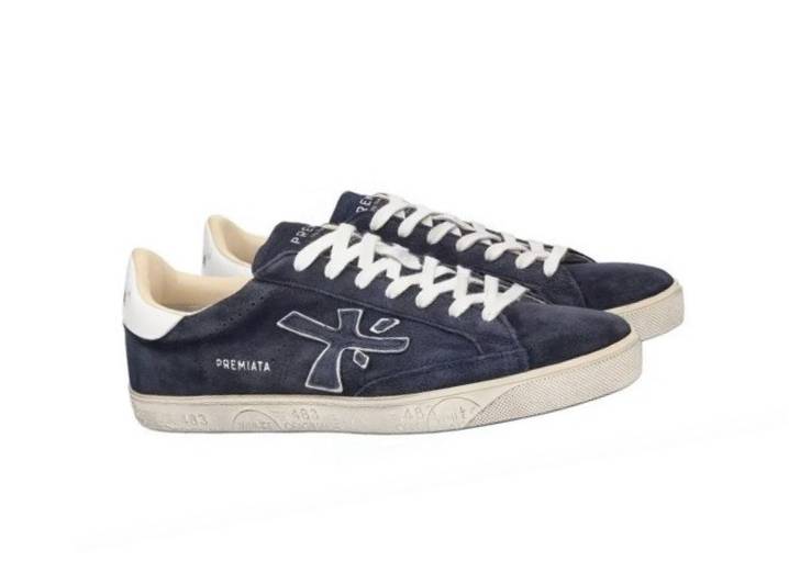 PREMIATA Leather Comfortable and Versatile Sneakers for Men, Blue — изображение 4