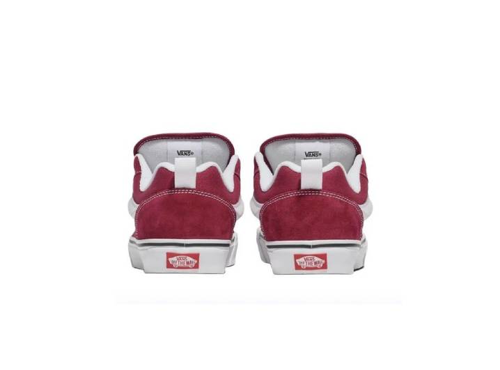 Vans Knu Skool suede comfortable low-top sneakers, unisex style, red and white — изображение 4