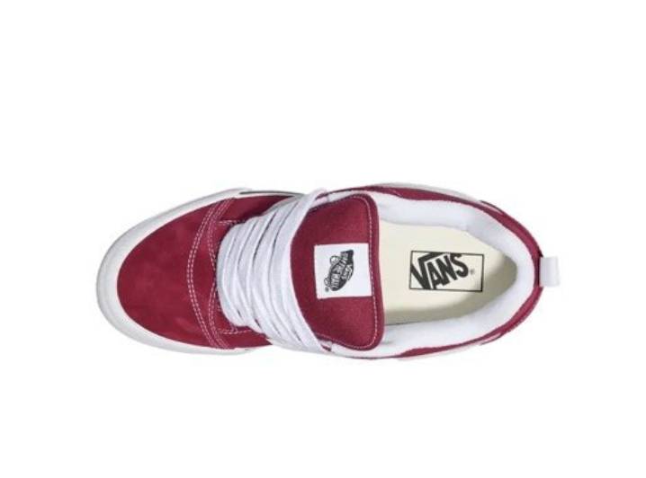 Vans Knu Skool suede comfortable low-top sneakers, unisex style, red and white — изображение 5